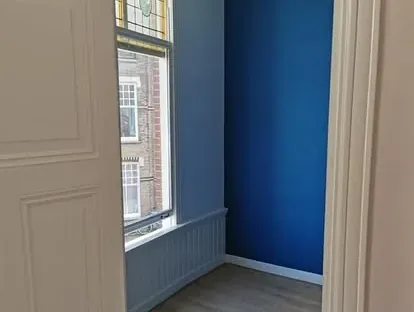 Vernieuwde buitenruimte en gevelafwerking bij een woningrenovatie.