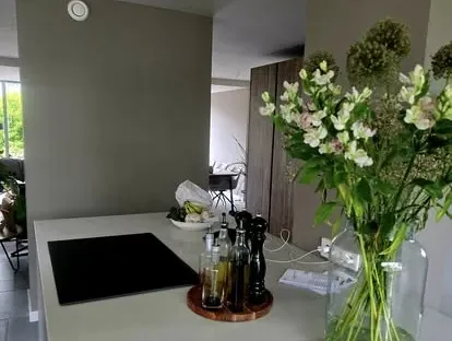 Moderne keuken met zorgvuldig uitgevoerde installaties en afwerking.